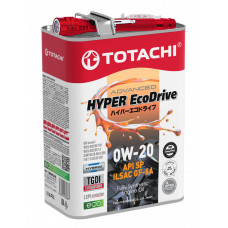 Синтетическое моторное масло TOTACHI HYPER Ecodrive Fully Synthetic SP/RC/GF-6A 0W-20 4л + Фонарик в подарок